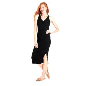 A NEW DAY; LONG BLACK ROUCH MAXI, with slit up the side NWT, Size XL & L